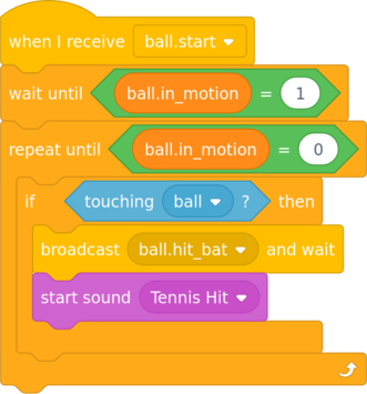 code to detect when ball hits bat