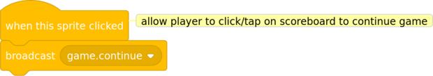 code move the game on to the next stage by clicking the scoreboard