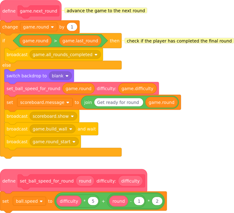 code to move the game on to the next round