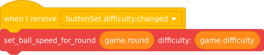 code to adjust ball speed when difficulty changed