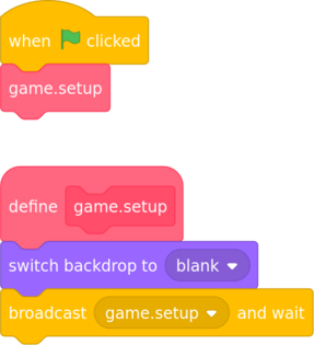 Code to set up the game