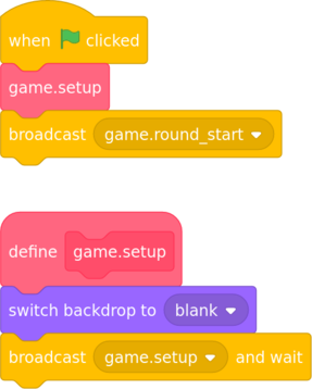 Code to set up the game (version 2)