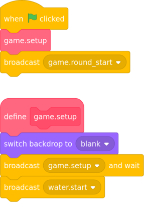 Code to set up the game (version 3)