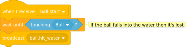 code to detect the ball falling into the water